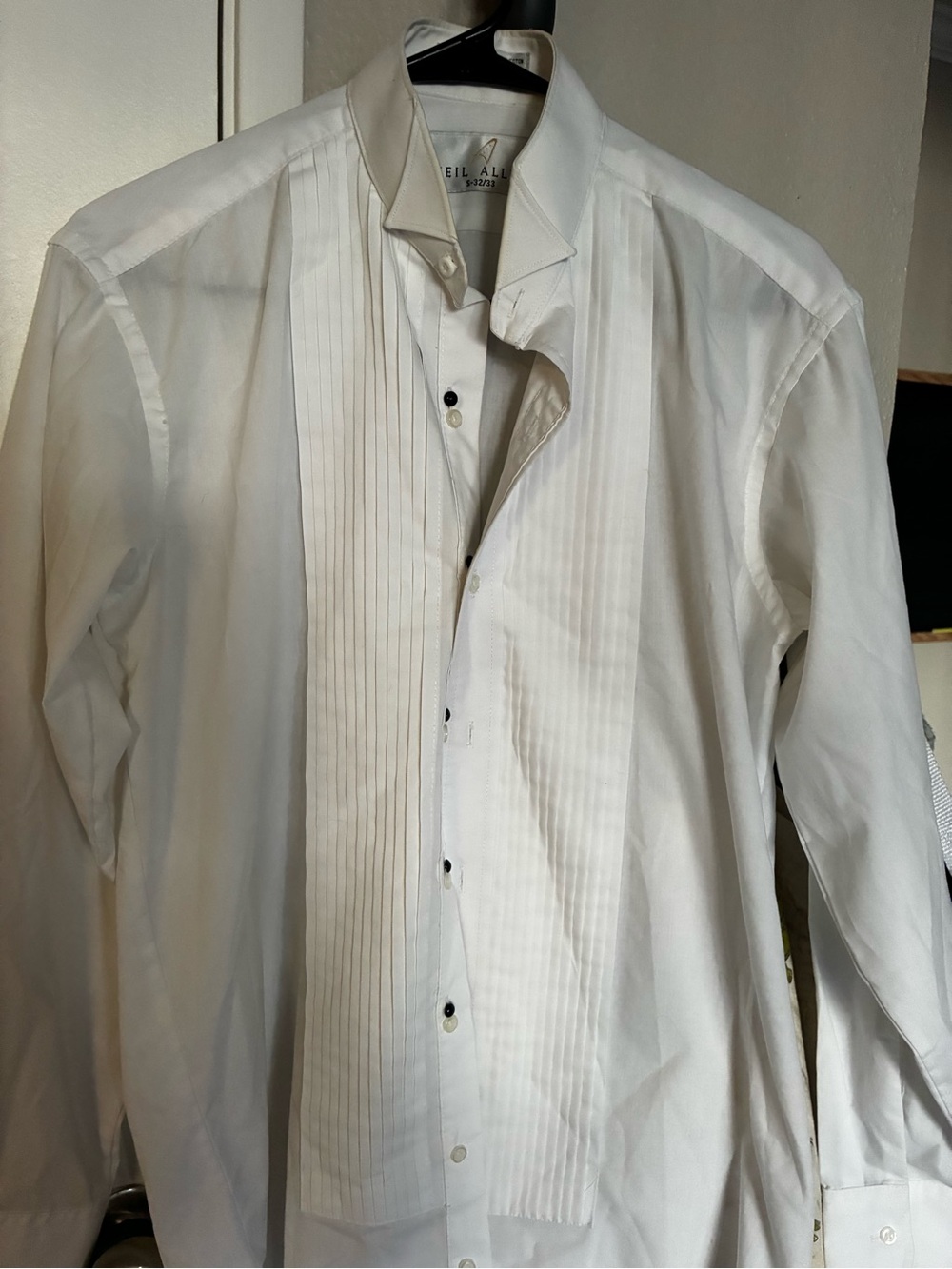 Neil Allyn White Pleated Front Men's Dress Shirt